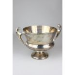 A George V Scottish silver two-handled trophy cup with presentation engraving, maker Hamilton and