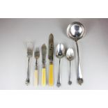 A Mappin & Webb silver plated part canteen comprising six table forks, six dessert spoons, six