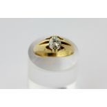 An old cut diamond single stone ring, claw set on 18ct gold