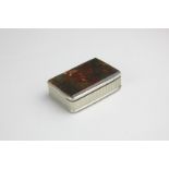 A silver and marble rectangular dressing table box or possibly a snuff box, with translucent