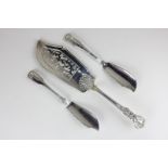 A Victorian silver Kings pattern fish slice, with engraved stag's head armorial, 6oz, London 1844,