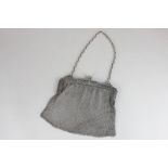 A French silver mesh handbag, London import mark for 1912