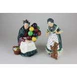 A Royal Doulton porcelain figure, The Balloon Seller HN1315 and Old Mother Hubbard HN2314