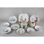 A collection of eleven pieces of Mabel Lucie Attwell Shelley porcelain including a toadstool