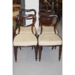 William IV rosewood balloon back dining chairs. Set of 4.