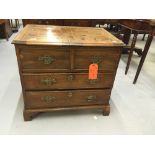 18th cent. Oak transitional chest of drawers with two false front drawers over two long drawers,