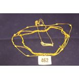 Gold jewellery: 9ct. hallmarked chains (2) Named pendent "Bronwen" approx. 14.1 grams.