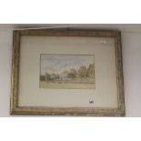 H White 1889: 19th cent. English school, watercolour on paper, stylised country scene in a gilt