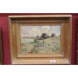 Joseph Morris Henderson, oil on board, figures in a landscape, signed lower left and on verso