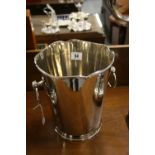 20th cent. Plated ware: Champagne buckets with ring handles - a pair. 9ins.