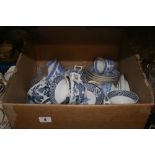 Edwardian blue and white willow pattern tea china, etc.