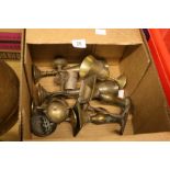 20th cent. Brass and Metalware: Candle holders, vases, etc.