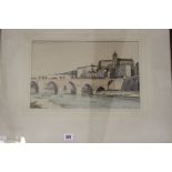 George Graham, watercolour on paper, a Mediterranean aqueduct/bridge, signed bottom right. Framed