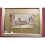 M. S Hildick 1906, watercolour, "Village study with Children". Framed and glazed 10¼ins. x 6ins.