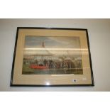 Litho print: 19th cent. Coloured print of a young Queen Victoria ceremonially firing a gun and