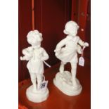 20th cent. Worcester unmarked and undecorated blanc-de-chine child figures,  Thursday and