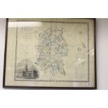 Maps: Greenwood & Co. coloured map of Wiltshire, framed and glazed. 25ins. x 32ins.