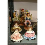 Late 20th cent. Leonardo Collection "Clowning Around" figurines. Clown on unicycle, Clown with