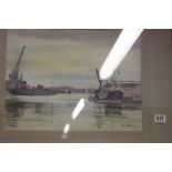 John Mortimer: Watercolour "Harbour Study", signed lower right. Framed and glazed. 14ins x 11ins.