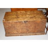 19th cent. Pitch pine blanket box with candle box.