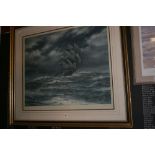 Henry Scott, signed print "The Dreadnought", framed and glazed, 26ins. x 32ins.