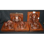 19th cent. Continental treen walnut carved plaques in high relief. Historical figures, the edges