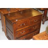 20th cent. Chest of drawers, two over two with panelled drawer fronts and slides, peg jointed.