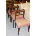 19th cent. Mahogany with ebony inlay, rope twist Trafalgar chair, on turned supports. (4)