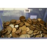 Coins: Post war British coins, copper, cupro nickel, brass etc. Small number of foreign coins.