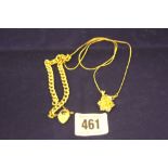 Jewellery: Yellow metal bracelet and padlock (marked 375) plus a star shaped pendant set with