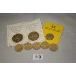 Coins: 2 x £5 coins, Queen Mother's 90th birthday, uncirculated, £2 uncirculated plus 5 other £2