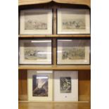 19th cent. Etchings: "Hunt" drawn by Alken, plate 1 "The meeting", plate 2 "Breaking Cover", plate 3