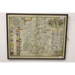 Antiquarian maps: Map of Wiltshire 1700 John Speed. Hand coloured from book plate, reverse shows