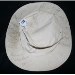 Cricket: Signed England cotton floppy sun hat including Neil Foster, Gladstone Small, Chris Broad,