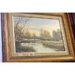 Peter Snell, oil on canvas "River Study". Framed and glazed 13½ins. x 9½ins. A pair.