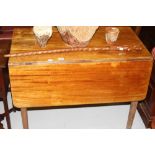 19th cent. Mahogany single drawer Pembroke table on square supports.