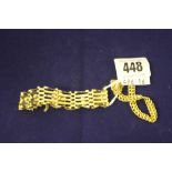 Hallmarked Gold: 9ct. linked padlock bracelet and 9ct. chain bracelet (2) 15½ grams.