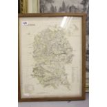 Maps: T.L. Murray coloured map of Wiltshire. Framed and glazed 14ins. x 18ins.