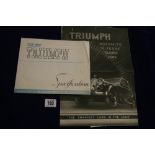 Transport: 1930s/40s Car brochures including The New Ford V8, The New Triumph 1800 Roadster, The