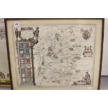 18th cent. Map of Wiltshire. Framed and glazed 19ins. x 16ins