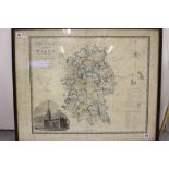 Maps: Greenwood & Co. coloured map of Wiltshire, framed and glazed. 25ins. x 32ins.