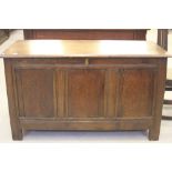 18th cent. Oak peg jointed 3 panel coffer with later top.