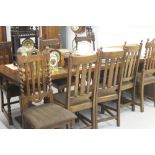 1950s Oak refectory table 4 plank with elliptical shaped ends (Fleming Joiners Strathaven