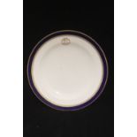 WHITE STAR LINE: Copeland Spode OSNC side plate with Greek key/cobalt band decoration. 8ins.