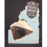 WHITE STAR LINE: Unusual travel agent's standup cardboard ship display. "The New White Star Line