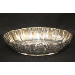 WHITE STAR LINE: Elkington plate oval fruit bowl with stylised fruit in relief. 11½ins.