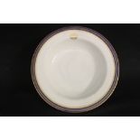 WHITE STAR LINE: Copeland Spode First Class OSNC soup bowl with cobalt blue rim decorated with a