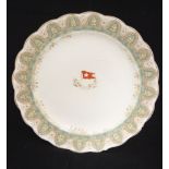 WHITE STAR LINE: First Class Stonier & Co. dinner plate, Gothic arch turquoise and gold pattern with