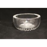 WHITE STAR LINE: Crystal dish for salt with house flag to the front. 2½ins.