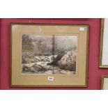 Thomas Baker of Leamington. Watercolour sepia study of "Rocky River" signed lower right T. Baker